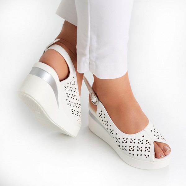 Izela Дамски сандали с платформа White Eco Leather