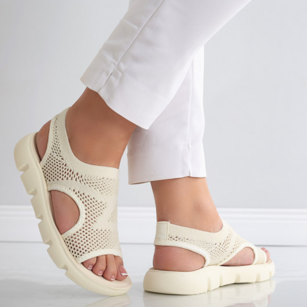 Дамски сандали без ток Бежови от Textil Analis