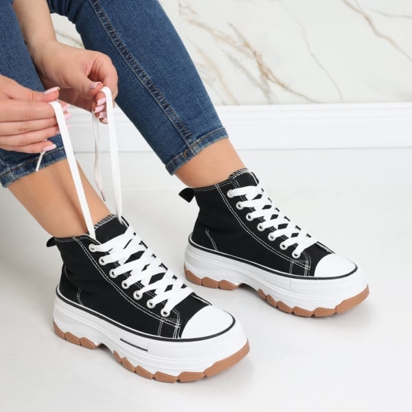 Sneakers dama negri din textil Faye