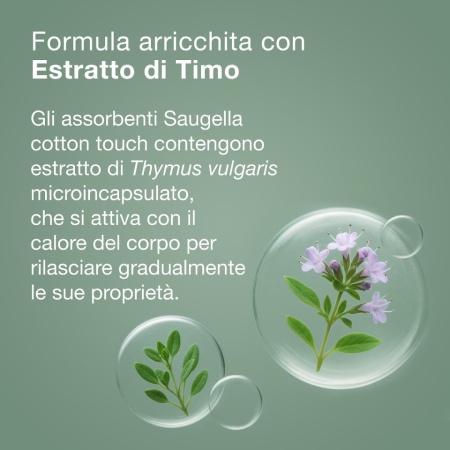 Absorbante de Noapte cu Aripioare Saugella Cotton Touch, 100% Bumbac, Protecție Activă cu Extract de Cimbru (Thymus Vulgaris), Hipoalergenice, 36 Bucăți - Img 8