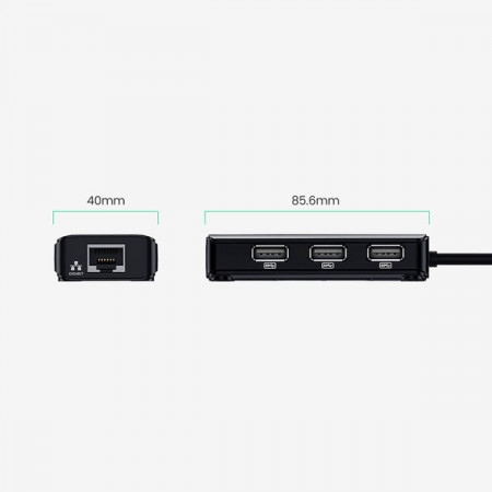 Adaptor de retea Ugreen 20264 RJ45 / USB-A 10/100Mbps HUB 3x USB-A 2.0 - negru - Img 5