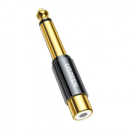 Adaptor mufa Ugreen de 6,35 mm (mascul) la RCA (femela) auriu (AV169 80731)