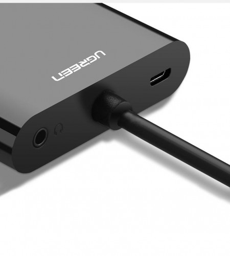 Adaptor Ugreen mini HDMI (male) - VGA (female) / HDMI (female) + mini jack 3,5mm (female) black (CM101) - Img 5