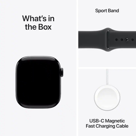 Apple Watch Series 11 GPS+Cellular 42mm Aluminum Case with Black Sport Band - S/M - Jet Black - Img 3