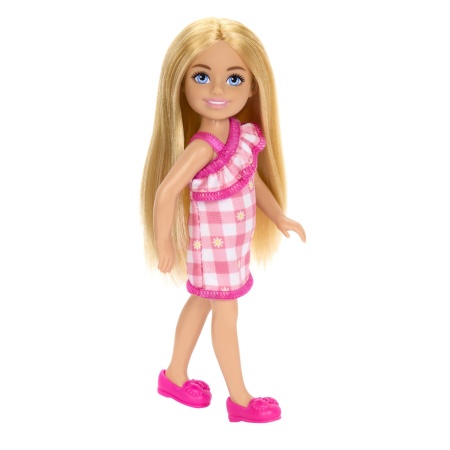 BARBIE PAPUSA CHELSEA BLONDA CU ROCHITA ROZ IN CAROURI - Img 3