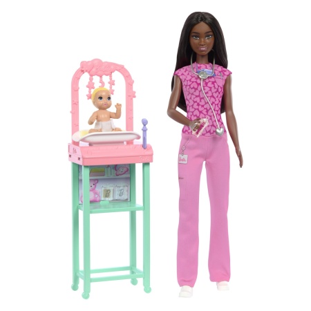 BARBIE SET DE JOACA PAPUSA BARBIE BRUNETA FACE CARIERA PEDIATRU - Img 3