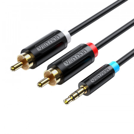 Cablu adaptor 3,5 mm tata la 2x RCA tata 8m Vention BCLBK negru