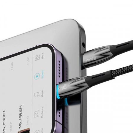 Cablu Baseus Glimmer Series cu incarcare rapida USB-C - Lightning 480Mb/s PD 20W 2m alb - Img 2