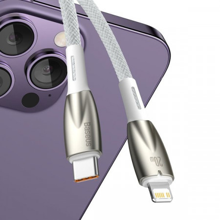 Cablu Baseus Glimmer Series cu incarcare rapidă USB-C - Lightning 480Mb/s PD 20W 1m alb - Img 5