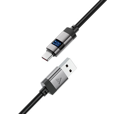 Cablu Date si Incarcare USB-A - USB-C Acefast C15-04 Display, 66W, 1.2m, Negru - Img 3