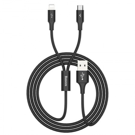 Cablu de date 2 in 1 Baseus Rapid 2in1 USB cable Lightning / micro USB 3A 1.2m black