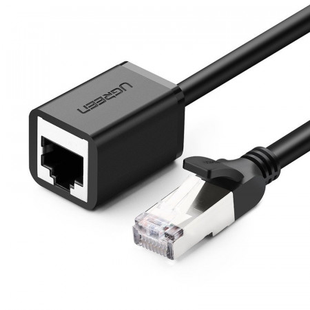 Cablu de rețea UGREEN Extensie Ethernet RJ45, Cat. 6, FTP, cu dop metalic de 3 m, (negru)