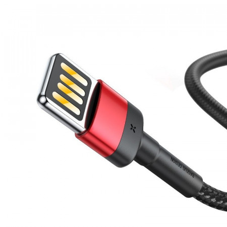 Cablu incarcare fata/verso Baseus Cafule USB- Lightning 2.4A 1m (Red+Black) - Img 2
