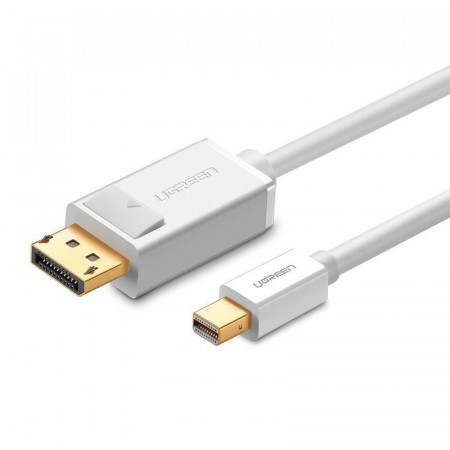 Cablu Mini DisplayPort la DisplayPort UGREEN MD105, 4K 60Hz, bidirecțional, 1,5m (alb)