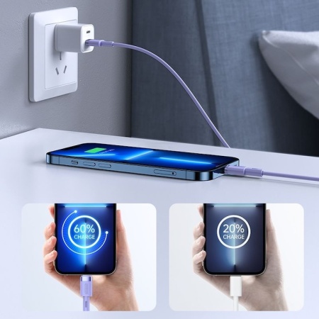 Cablu pentru incarcare si transfer de date Joyroom S-1224N9, USB Type-C/Lightning, PD 20W, 1.2m, Mov - Img 2
