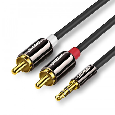 Cablu Ugreen 3,5 mm mini jack - 2RCA 2 m black (AV116 10584)