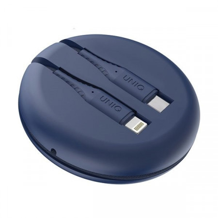 Cablu UNIQ MFI Halo cu cablu retractabil USB-C la Lightning 18W 1.2m - albastru - Img 8