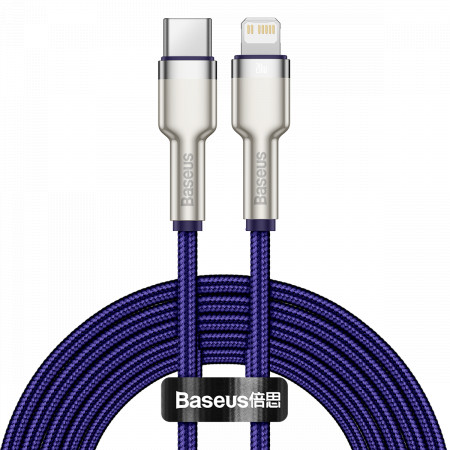 Cablu USB-C din seria Baseus Cafule pentru Lightning, 20W, 2m (violet)