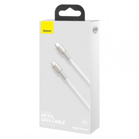 Cablu USB-C la USB-C Baseus Cafule, 100W, 1m (alb) - Img 2