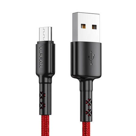 Cablu USB la Micro USB Vipfan X02, 3A, 1,8 m (rosu)