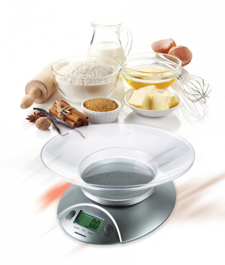 Cantar de bucatarie cu Bol Heinner HKS-5SL, 5 Kg, Tara, functie cantarire lichide, 1 g, display lcd, Argintiu - Img 2