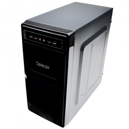 Carcasa Spacer, New Mercury, ventilor 12cm, HD audio, ATX Mid-Tower,sursa 500W Black - Img 2