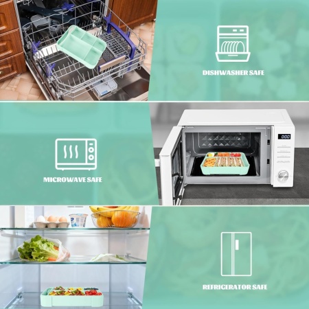Caserolă Typec Home pentru Prânz Copii, Incasabilă, Capacitate 1350 ml, Cutie Sandwich și Gustări pentru Școală, Fără BPA - Img 2