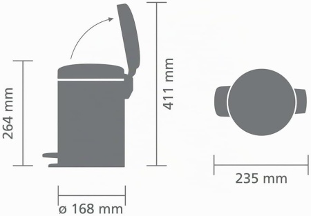 Coș de gunoi cu pedală Brabantia NewIcon, capacitate 5L, închidere silențioasă Soft-Close, găleată interioară detașabilă, Dreamy Blue (Albastru) - Img 3