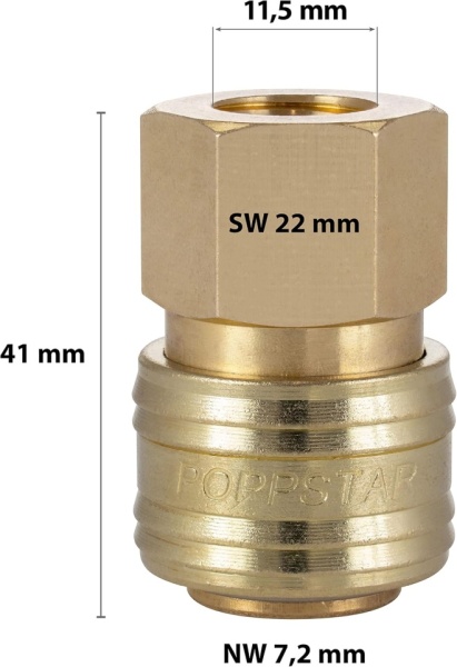 Cuplă Rapidă pentru Aer Comprimat DN 7.2 (NW 7.2) cu Filet Interior 1/4" BSP, Alamă Masivă - Img 4