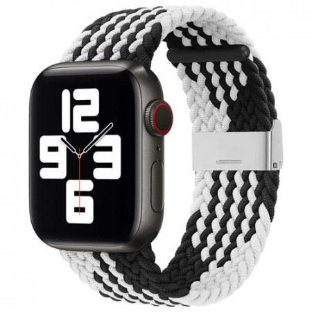 Curea de ceas din material textil Apple smartwatch 7/6 / SE / 5/4/3/2 (41mm / 40mm / 38mm) alb-negru