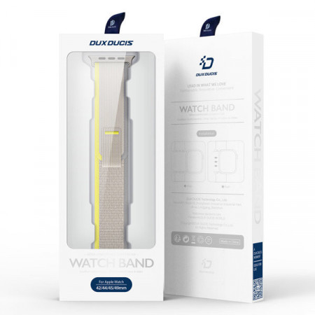 Curea sport Velcro pentru Apple Watch 8 / 7 / 6 / SE / 5 / 4 / 3 / 2 / 1 (38, 40, 41 mm) Curea Dux Ducis Versiune YJ - Galben-Bej - Img 7