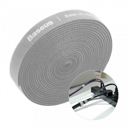 Curea Velcro Baseus pentru organizarea cablurilor , 3M , gri