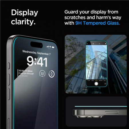 Folie protectie Spigen GLAS.TR "EZ FIT" IPHONE 15 PRO CLEAR - Img 2