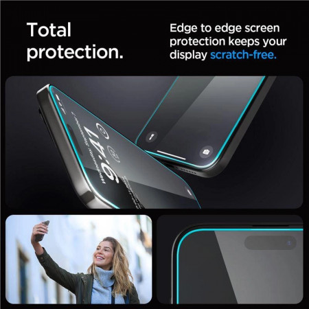 Folie protectie Spigen GLAS.TR "EZ FIT" IPHONE 15 PRO CLEAR - Img 3