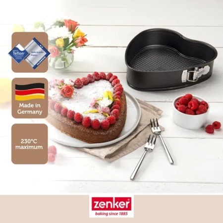 Formă de Copt Detasabilă in Formă de Inimă Zenker Creative Line cu Margine Inclusă, Diametru 26 x 7 cm, Oțel Carbon cu Strat Non-Stick Teflon, Negru - Img 2