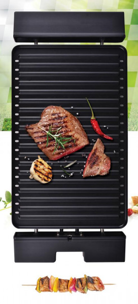 Gratar electric Heinner HEG-F1800, 1800 W, placa detasabila cu invelis anti-adeziv, placa 41 x 26 cm, Negru/Inox - Img 4