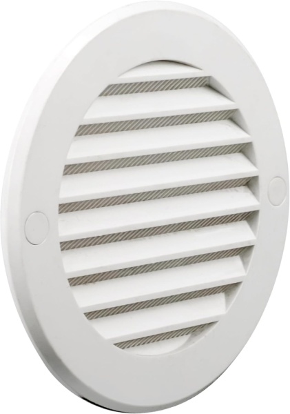 Grilă de Ventilație Rotundă din Plastic cu Protecție Împotriva Insectelor, Diametru 125 mm, Alb - Img 2