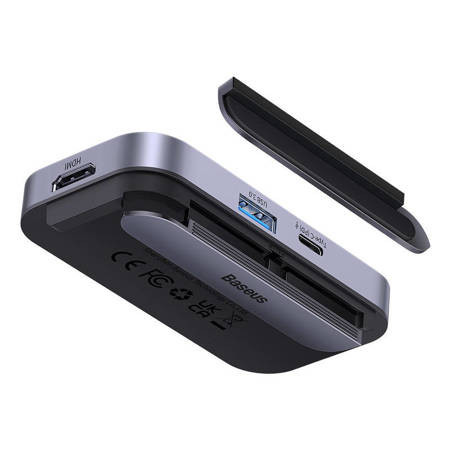 Hub 4 in 1 Seria Baseus PadJoy USB-C la USB 3.0 + HDMI + USB-C PD + mufa de 3,5 mm (gri) - Img 3