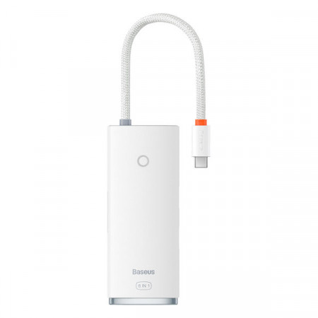 HUB multifunctional din seria Baseus Lite USB tip C - 2 x USB 3.0 / USB tip C PD / HDMI 1,4 / SD / TF alb (WKQX050102)