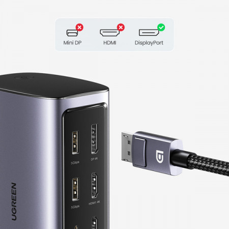 HUB multifunctional Ugreen 12 in 1 USB C USB HDMI DP RJ45 AUX SD TF gri (CM555) - Img 6