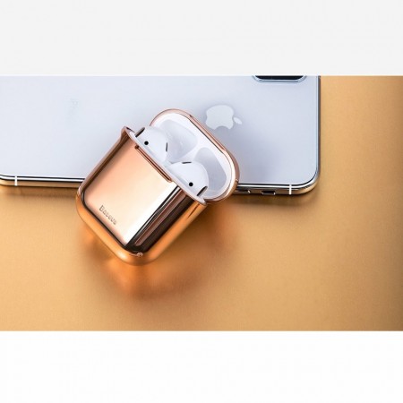 Husa protectoare din gel silica , Baseus pentru Apple Airpods , auriu - Img 7
