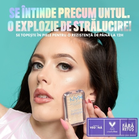 Iluminator pudra NYX Professional Makeup Buttermelt 05 Bright and Butta, formula cremoasa, 12H rezistenta, nu se estompeaza, 5 g - Img 6