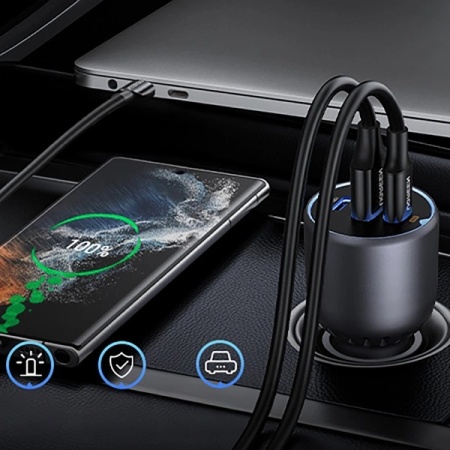 Incarcator auto Ugreen EC705 130W 2x USB-C 1x USB-A - gri - Img 6