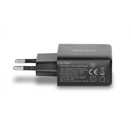 Incarcator Lindy 2x USB Type-C GaN 65W - Img 2