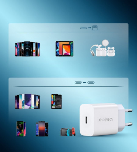 Incarcator priza Choetech AC EU Fast Charging , USB Type C Power Delivery 20W 3A white (PD5005-EU) - Img 7