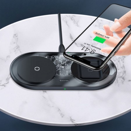 Incarcator wireless pentru smartphone-uri si AirPods , Baseus 18W transparent (WXJK-A01) - Img 4