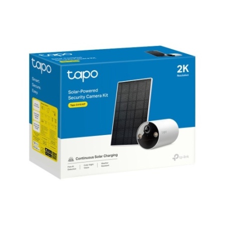 Kit camera de supraveghere + panou solar TP-Link Tapo C410 KIT, 3MP, 2K 2304x1296, Color Night Vision, Two-Way Audio, detectie AI, alarma luminoasa si sonora, acumulator, montare fara cabluri, IP65 - Img 2