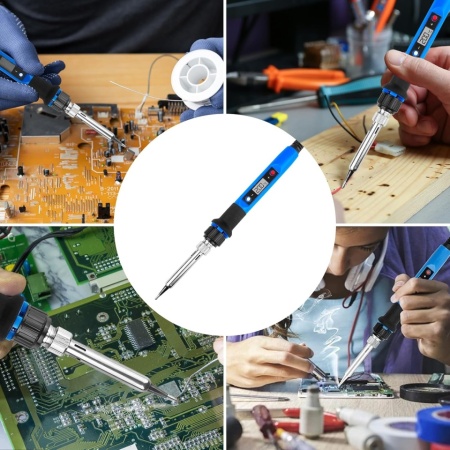 Kit Ciocan de Lipit / Pistol de Lemn / Solder 80W Typec Home cu Afișaj LCD, Temperatură Reglabilă 180-480°C, Funcție Sleep și Set Complet 6 Vârfuri - Img 2