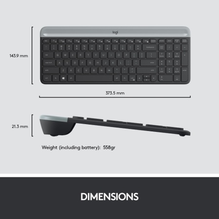 Kit tastatura + mouse wireless Logitech MK470, Slim, Negru Grafit - Img 5