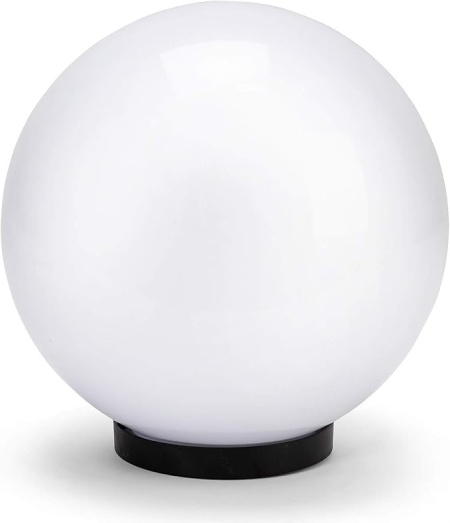 Lampa solara / corp de iluminat exterior tip glob sferic Velamp, diametru 200 mm, dulie E27, protectie IP44, pentru curte, gradina, terase si alei, Alb - Img 2